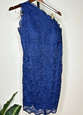 Roz & Ali One Shoulder Lace Knee Length Dress- Size 12 cocktail, formal