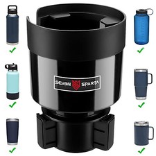 Car Cup Holder Expander with Offset Adjustable Base, Compatible Medium 1 Black