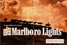 Marlboro Lights Magazine Ad Vintage Two-Page Spread Cowboy 1980 Collectible
