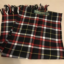 Vtg Black Red Tartan Plaid Scarf Scotland Alexis Malcolm Kilts 55  X 10   Fringe