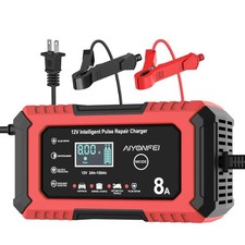 Red 12v 8amp Smart Trickle Car Battery Charger Maintainer Auto Desulfator