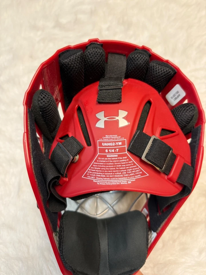 安德玛职业青少年棒球捕手面具尺寸 6 1/4-7 UAHG2-YM — 第 3/4 张图片