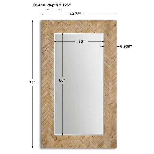 Uttermost Demetria Fir MDF and Glass Oversized Mirror in Light Gray/Natural - Picture 2 of 2
