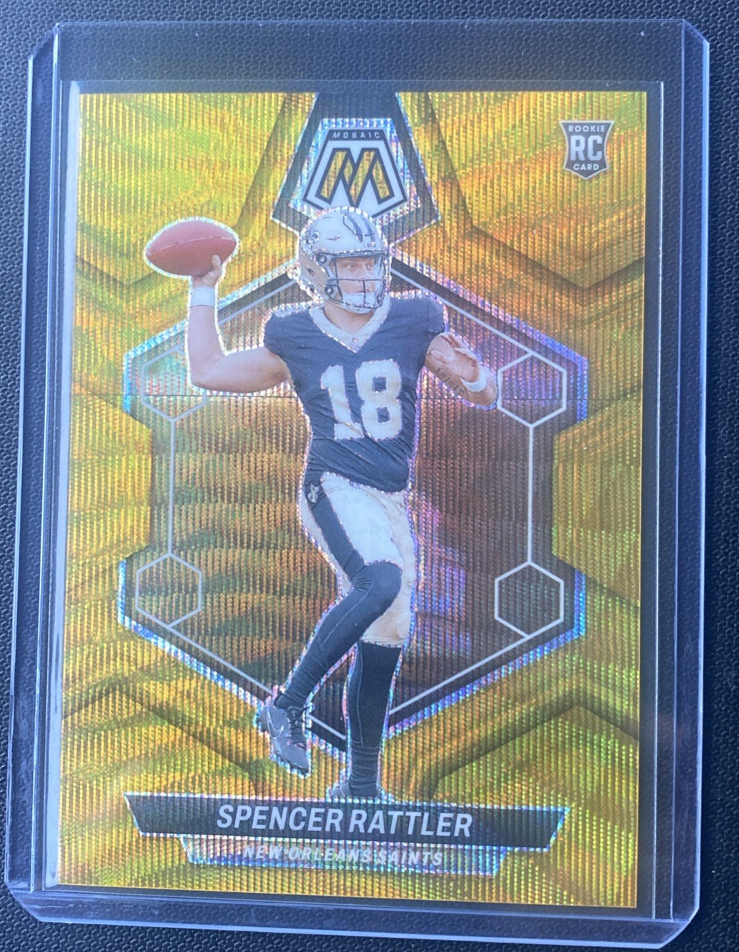 2024 Panini Mosaic Rookies Spencer Rattler #393 Gold Wave Prizm 11/17 (RC)