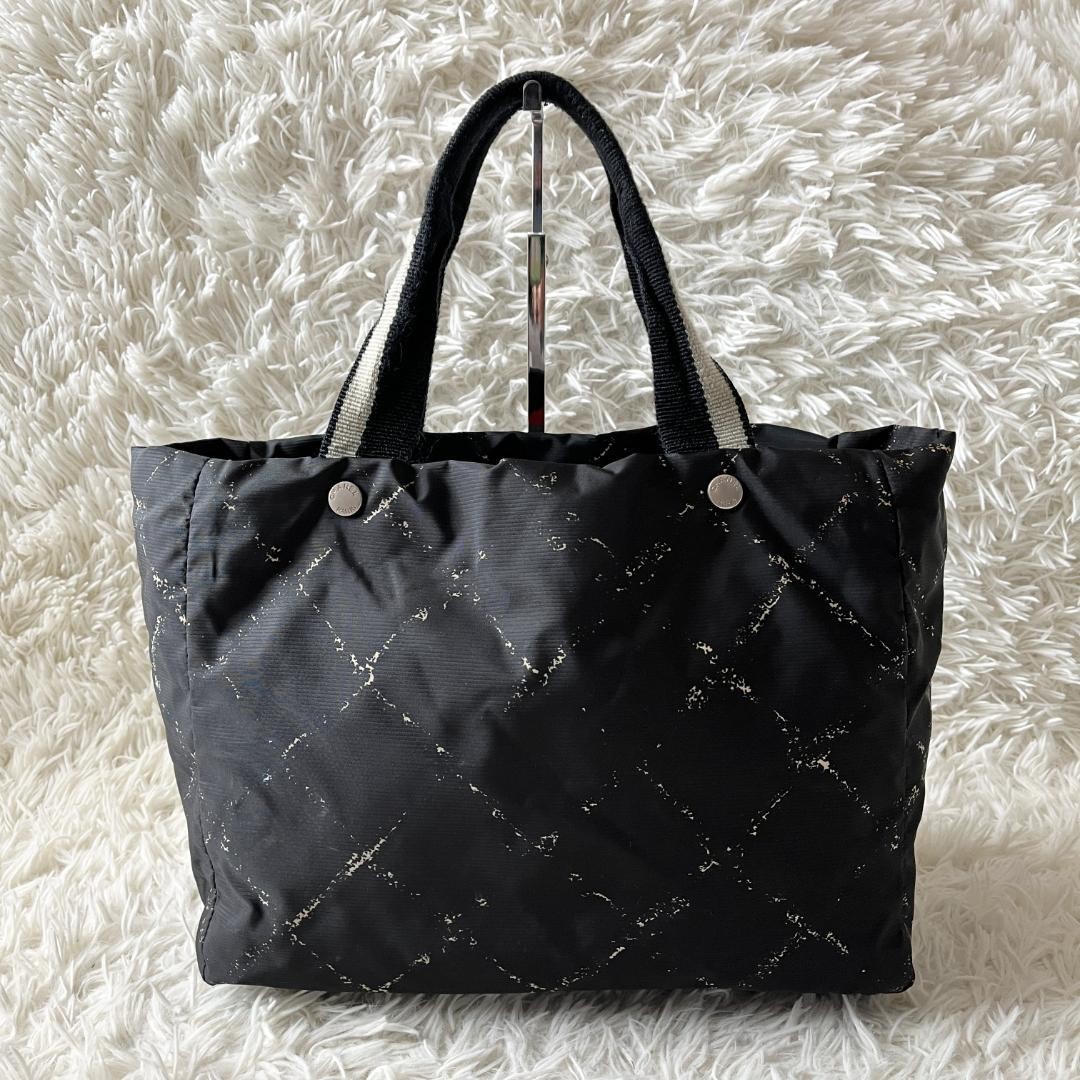 CHANEL Vintage Nylon Black Travel Tote Bag ER112511