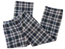 VINTAGE 1970  s PLAID TWEED FLARE LEG PANTS SLACKS HIGH WAIST BOHO PREP ACADEMIA