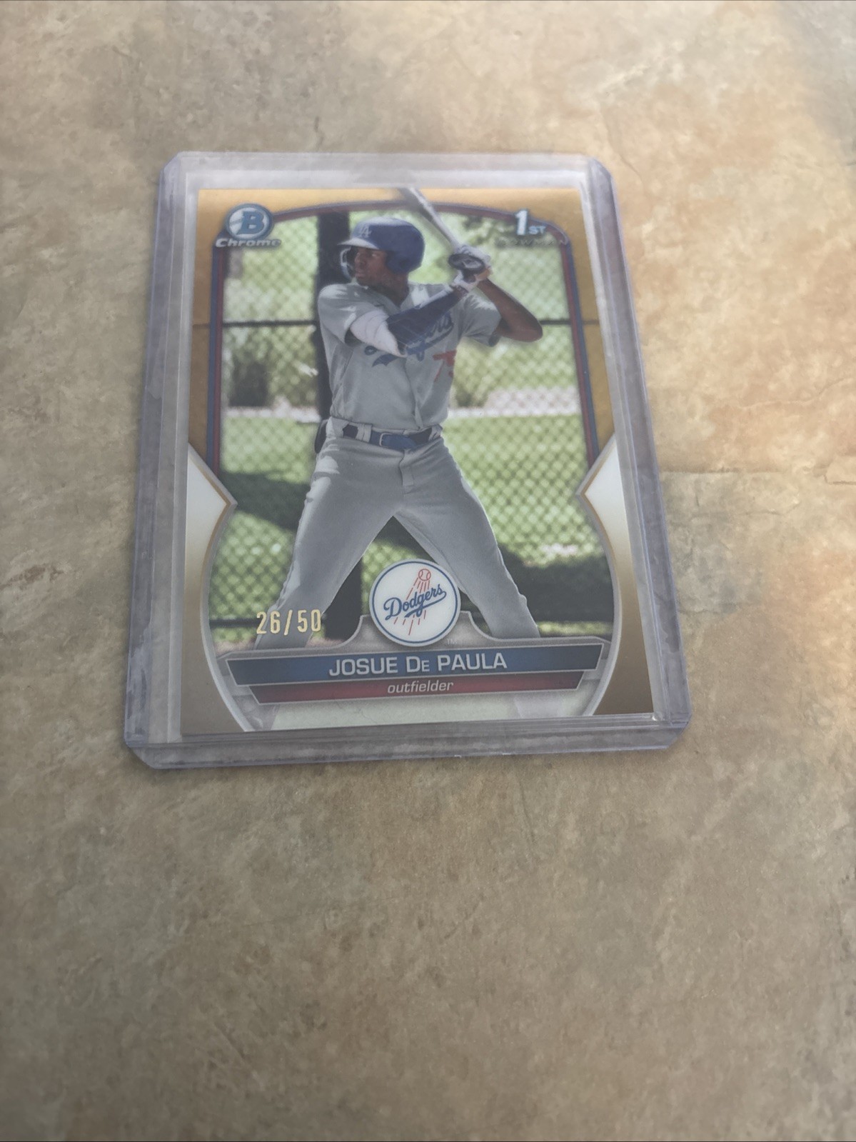 2023 Bowman - Chrome Prospects Josue De Paula #BCP-111 Gold Refractor /50 (RC)