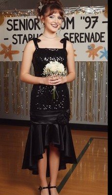 Vtg Gunne Sax Sequin Lace Satin Black Event Party Prom Dress 5-6 Whimsigoth