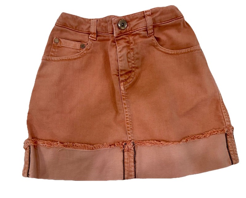 Brunello Cucinelli Girls Orange Denim Skirt Size 8