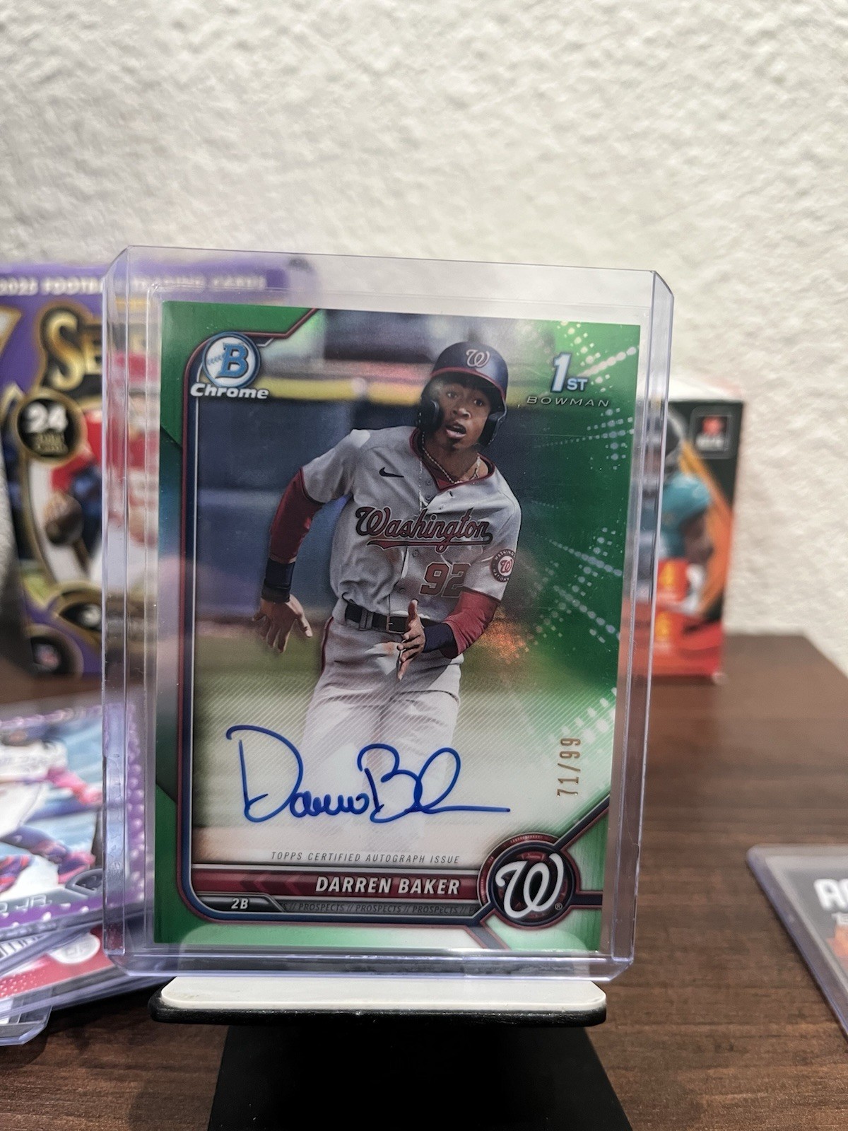 2022 Bowman Chrome DARREN BAKER Nationals GREEN REFRACTOR AUTO /99 #CPA-DB