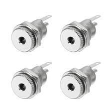 4pcs DC3513 Power Jack, 12V 1A 12.5x12.5x26.5mm 2 Pin with Nut Washer, Silver