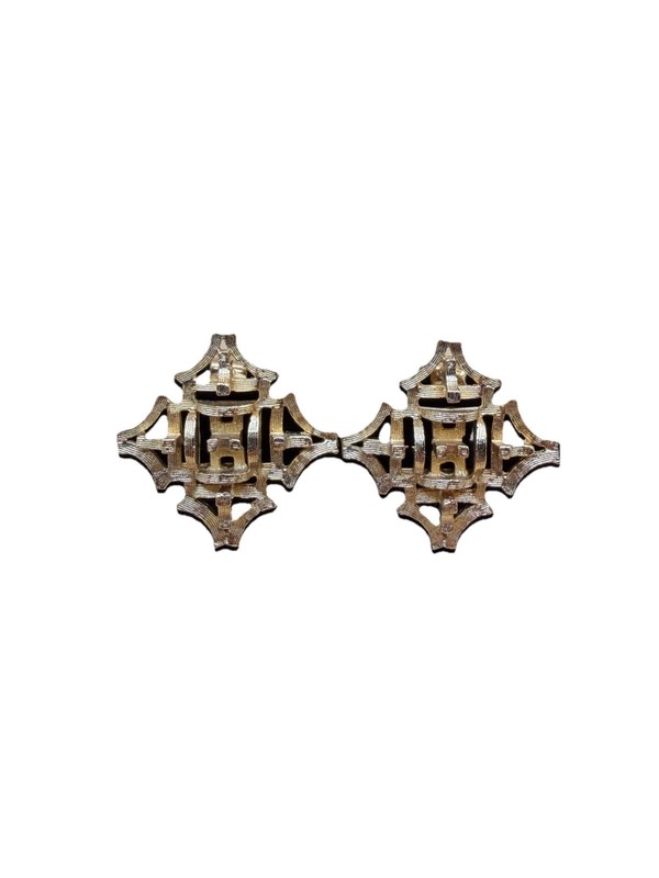 Vintage Napier Earrings Clip On Gold Tone Geometric Signed, 50s - 60s Estate