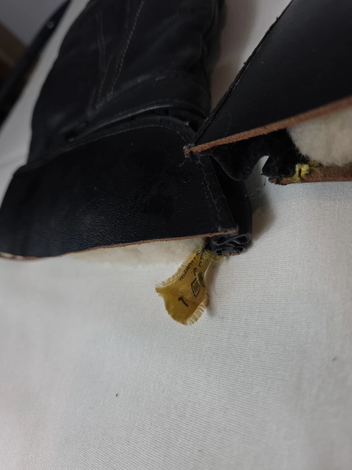 Mitones de montar Harley Davidson vintage grandes de piel de cordero negra piel de oveja *leer Foto 4 de 4