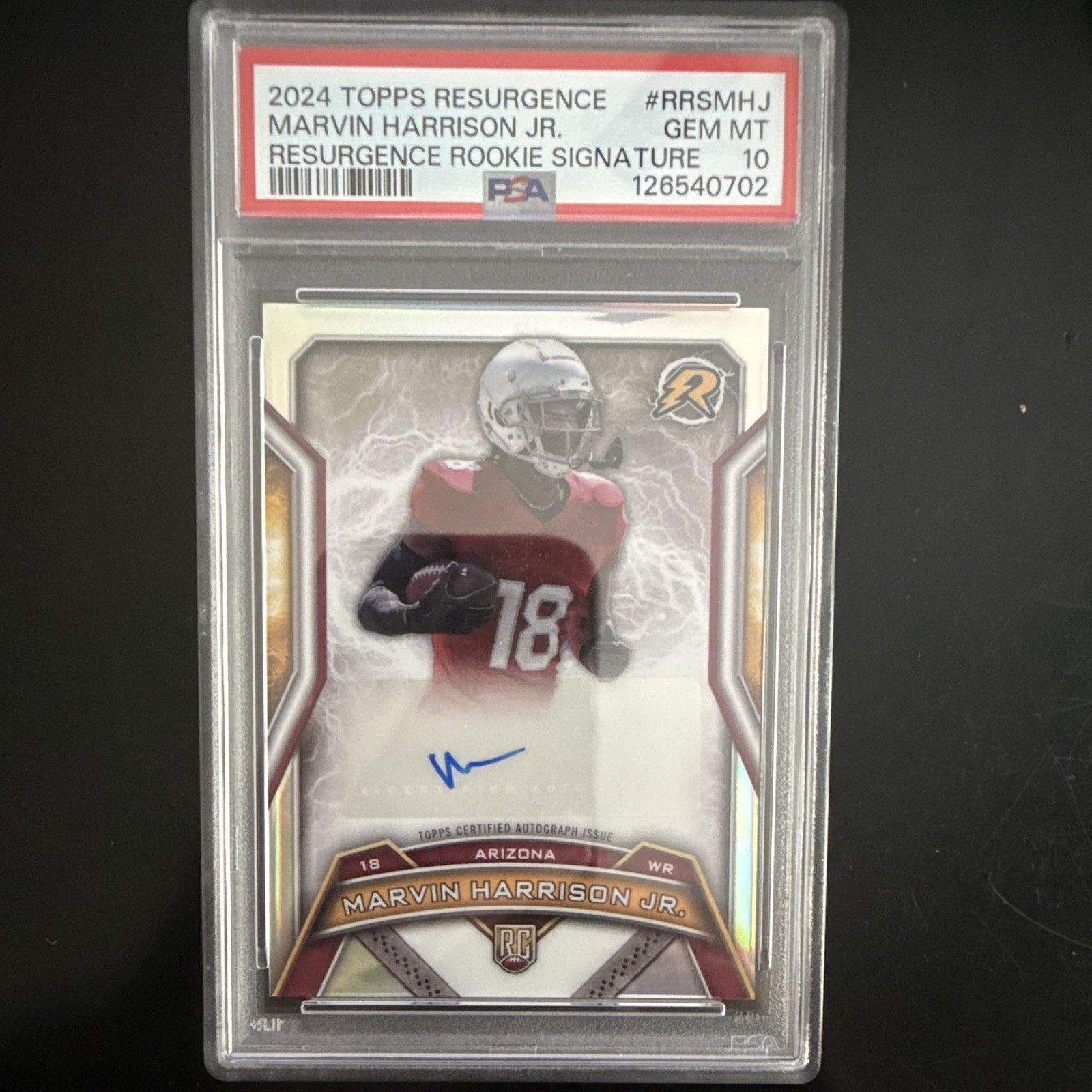 Topps 2024 Resurgence Marvin Harrison Jr. Rookie Auto PSA 10 RRS-MHJ