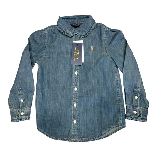 NWT Girl's Polo Ralph Lauren Denim Look Shirt Blue Size 5 - Picture 2 of 4