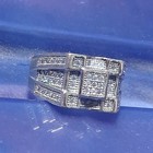 925 Sterling Silver Men's Square Pavé Cluster Band Ring Size 7 Signed Silver — photo 9