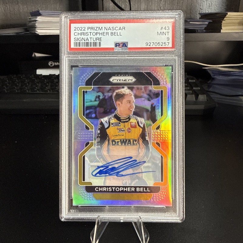 2022 Panini Silver Prizm Christopher Bell Auto NASCAR PSA 9 Mint POP 2