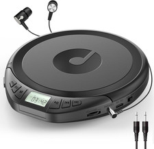 CD Spieler Tragbarer CD-Player mit Kopfhörer LCD Display Anti-Skip Schutz HiFi