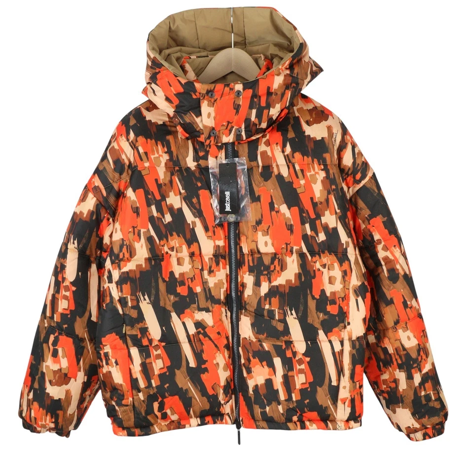 JUST CAVALLI Men Jacket 54 Colourful Printed Padded Hooded Reversible RRP710 * - Image 2 of 4