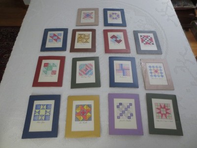 14 Matted Marilyn Rogers NAMED QUILT SQUARE Prints - 10'' x 8'' ea.
