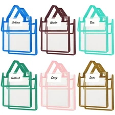 Thick Clear Book Pouches with Blank Name Tags and Handles Book Bags Organizer...