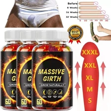 #1 BEST-MALE ENLARGER THICKER LONGER BIGGER 4" GROWTH ENLARGEMENT 60-300 GUMMIES