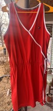Tommy Hilfiger Sport Red White Wrap Dress, Sleeveless V-Neck Size M