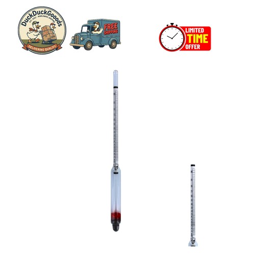 USA-Made Alcohol Hydrometer with Dual Scale 0-200 Proof - Quality You Can Trust