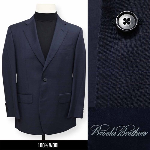 BROOKS BROTHERS Herren Blau Kariert 100% WOLLE Sport Mantel Anzug Jacke Blazer 40 S