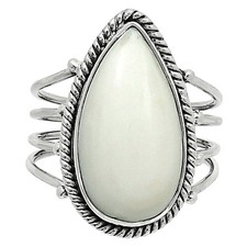 Natural White Opal 925 Sterling Silver Ring Size 9 Wholesale Jewelry USA