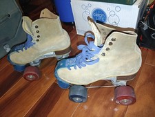 Riedell Tan Suede Leather Roller Skates 130L Red Wing Minnesota Vintage Sz 6 US