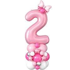 40 Inch Pink Number 2 Balloon for 2nd Birthday Decoration Pastel Baby Pink