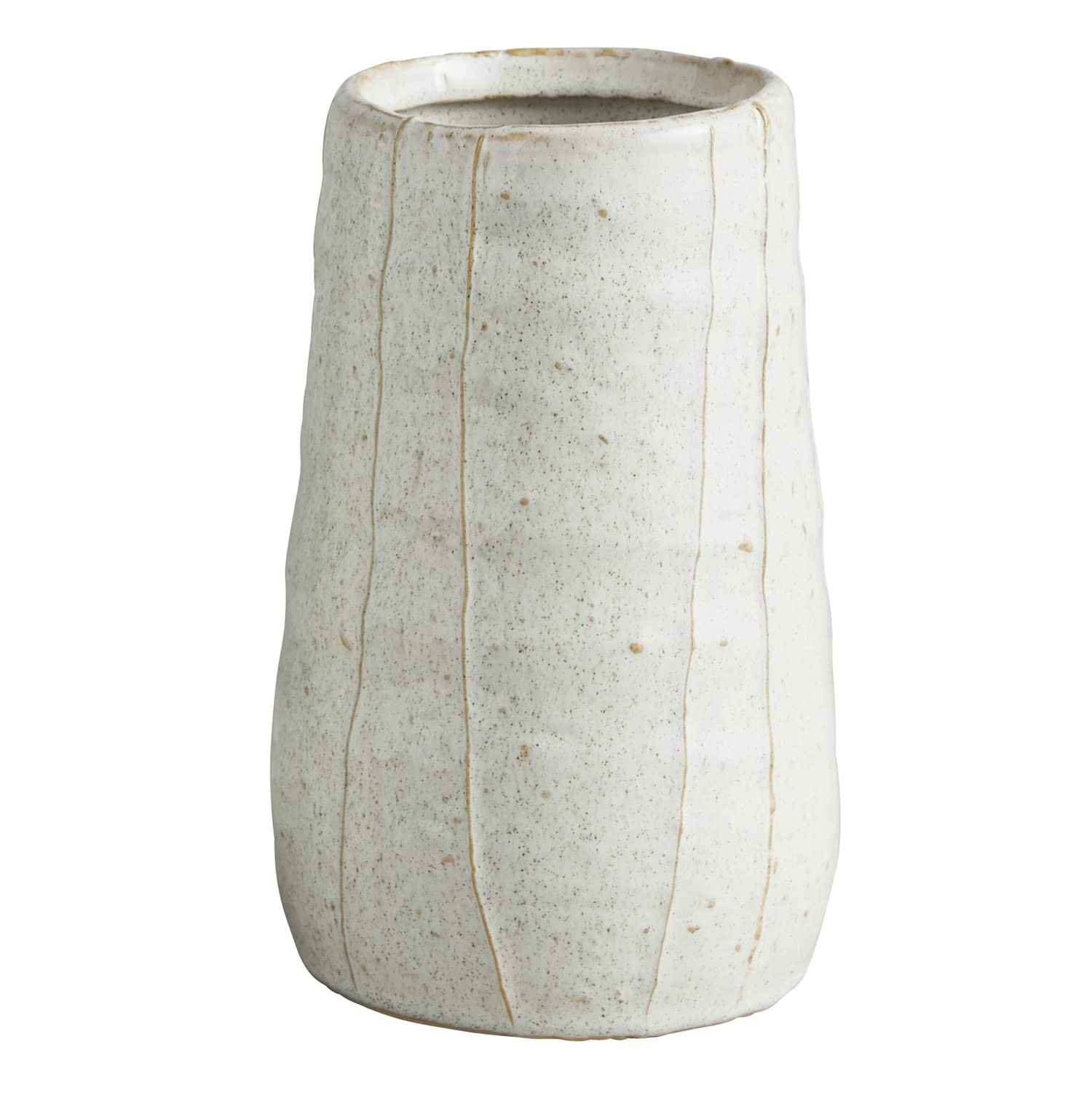 Tall White Glazed Ceramic Planter Vase for Flowers and Small Plants