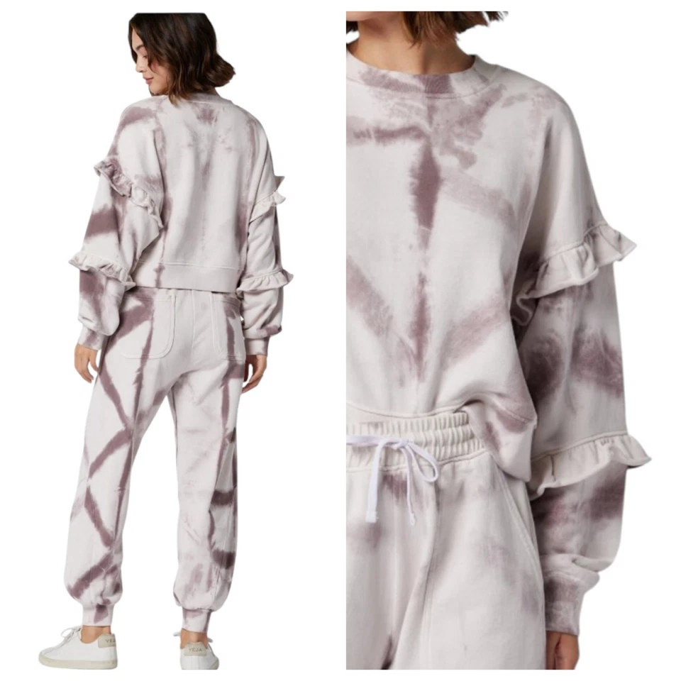 Sudadera de algodón Camille suave Joie para mujer recortada M con volantes caprichosa púrpura NUEVA Foto 2 de 4