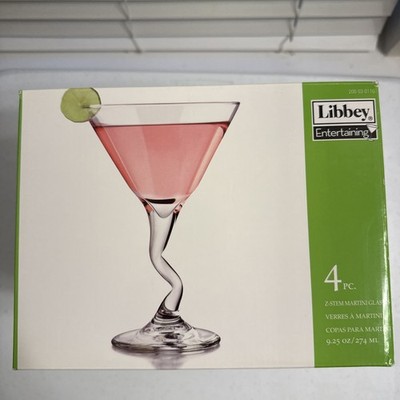 Libbey Charisma Z-Stem Martini Cocktail Clear Glass 9.25oz Set Of 4 Brand New
