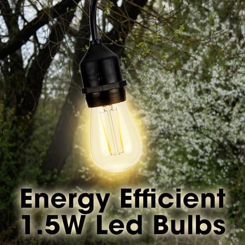 Outdoor Weatherproof Commercial LED Backyard Bistro Cafe Patio Light String, 