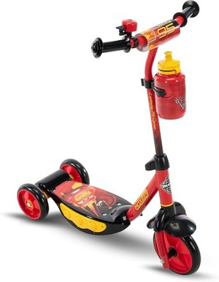 Disney Pixar Cars Preschool Scooter with Lights, Bell, and Water Bottle, Supe...