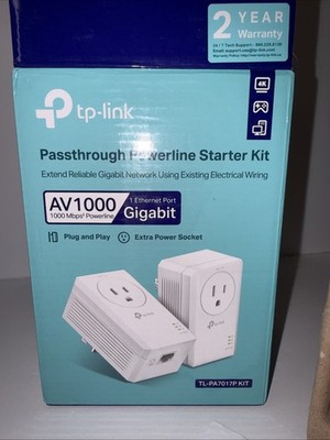 TP-LINK AV1000 Passthrough Powerline Starter Kit | Model# TL-PA7017P