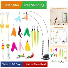 Cat Wand Toy, 15 Pcs Interactive Cat Feather Toys for Indoor Self Play  Exer...
