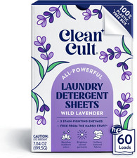 Laundry Detergent Sheets - Resealable Box - 3 Stain Fighting Enzymes - Wild Lave