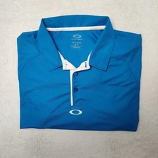 Oakley Polo Shirt Mens Large Blue Hydrolix Golf Performance Tennis Wicking