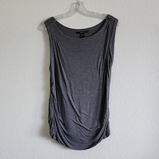MNG BY MANGO Sleeveless Tank Top Side Ruching Size L Gray