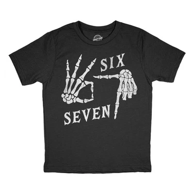 CRAZY DOG TSHIRTS Youth Funny T Shirts 6 7 Skeleton Hands Sarcastic Meme Graphic Novelty Tee