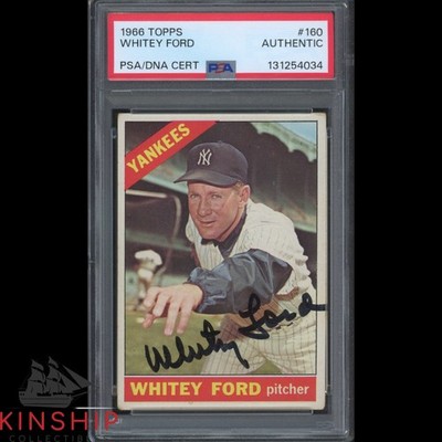 Whitey Ford signed 1966 Topps Trading Card PSA DNA Slab Yankees HOF Auto C5603