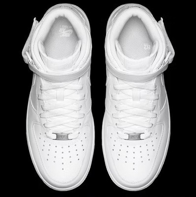 Nike Air Force 1 Mid '07 Shoes Leather Triple White Hi-Top Mens 6.5 Womens 8 AF1