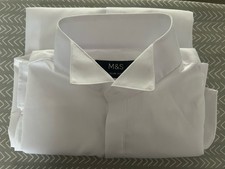 M S Collection Mens White Dress Shirt, Wing Collar Size 15 Cotton Blend