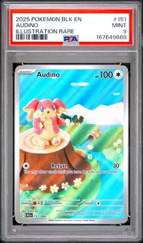 2025 POKEMON BLK EN-BLACK BOLT ILLUSTRATION RARE #151 AUDINO PSA 9