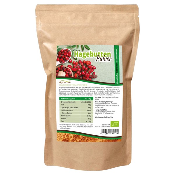 Mynatura Bio 100% Reines Hagebuttenpulver Vitamin C 1000G Beutel Tee Smoothie-image