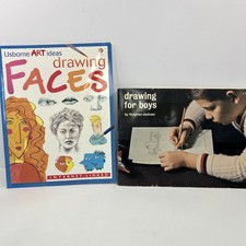 Vintage Art Drawing Book Lot of 2 Pitman Drawing For Boys Usborne Faces