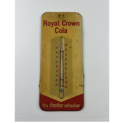 Royal Crown Cola Soda Advertising Thermometer Sign Beige/Red non working 